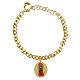 Pulsera eslabones gruesos de latón dorado Amen medalla Virgen de Fátima s1