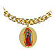 Pulsera eslabones gruesos de latón dorado Amen medalla Virgen de Fátima s3