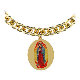 Braccialetto maglie spesse in ottone dorato Amen medaglia Madonna di Fatima