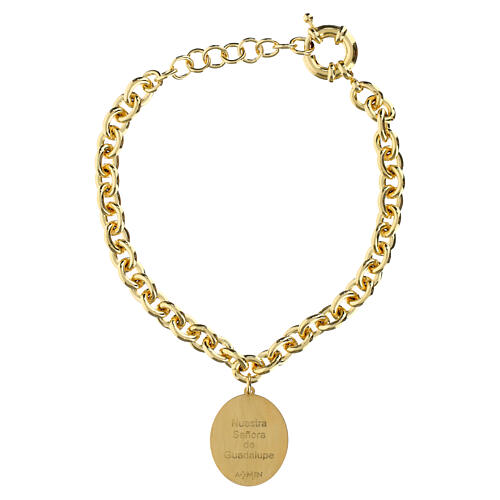 Braccialetto maglie spesse in ottone dorato Amen medaglia Madonna di Fatima 3