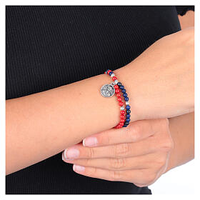 Pulsera rosario Carlo Acutis perlas 4 mm lapislázuli y coral