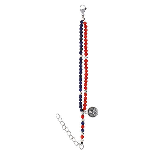 Pulsera rosario Carlo Acutis perlas 4 mm lapislázuli y coral 4