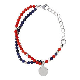 Braccialetto rosario Carlo Acutis perline 4 mm lapislazzuli e corallo