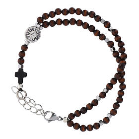 Braccialetto rosario Carlo Acutis palissandro 4 mm ematite a cubo e croce
