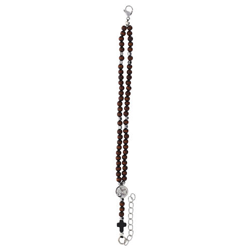 Braccialetto rosario Carlo Acutis palissandro 4 mm ematite a cubo e croce 3