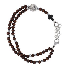 Carlo Acutis Rosary Bracelet Rosewood 4 mm Hematite Cube Beads and Cross
