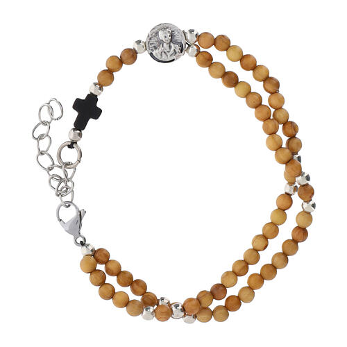 Carlo Acutis rosary bracelet with 0.16-inch olivewood beads and cross 1