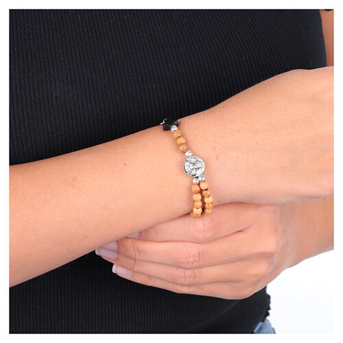 Carlo Acutis rosary bracelet with 0.16-inch olivewood beads and cross 2