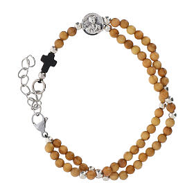 Pulseira terço Carlo Acutis contas 4 mm em oliveira e cruz