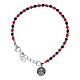Braccialetto rosario Carlo Acutis lapislazzuli e corallo divisori ematite 4 mm medaglia s1