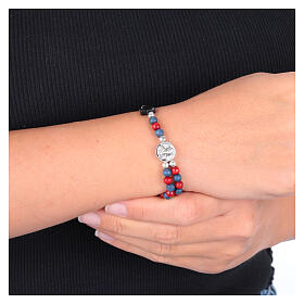 Rosario pulsera Carlo Acutis haya roja granos 4 mm