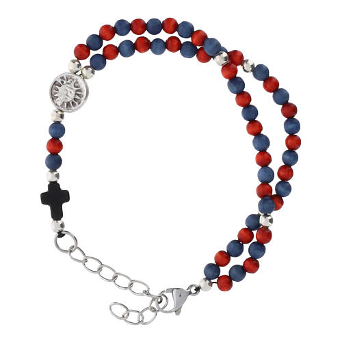 Rosario pulsera Carlo Acutis haya roja granos 4 mm 2