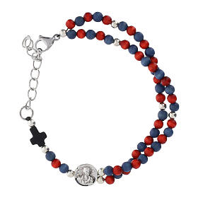 Pulseira terço Carlo Acutis em faia vermelha contas 4 mm