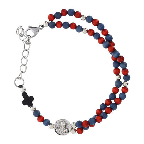 Pulseira terço Carlo Acutis em faia vermelha contas 4 mm 1