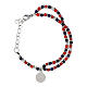 Pulsera rosario Carlo Acutis lapislázuli y coral discos plateados 4 mm s2