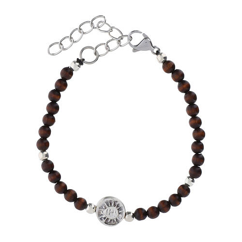 Armband Carlo Acutis aus Palisanderholz mit Stahlelementen, 4-mm-Perlen 3