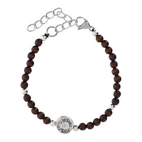 Pulsera Carlo Acutis palisandro separador acero granos 4 mm