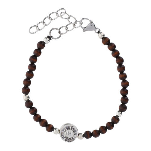 Pulsera Carlo Acutis palisandro separador acero granos 4 mm 2