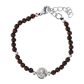 Braccialetto Carlo Acutis palissandro divisore acciaio grani 4mm