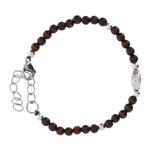 Braccialetto Carlo Acutis palissandro divisore acciaio grani 4mm 3