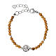 Armband Carlo Acutis aus Olivenholz mit versilberten Perlen und Medaille, 4 mm s1