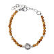 Armband Carlo Acutis aus Olivenholz mit versilberten Perlen und Medaille, 4 mm s3