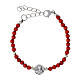 Armband Carlo Acutis mit Medaille und Perlen aus rotem Buchenholz, 4 mm s1
