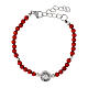 Armband Carlo Acutis mit Medaille und Perlen aus rotem Buchenholz, 4 mm s3