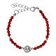 Braccialetto Carlo Acutis medaglia e grani faggio rosso 4 mm s1