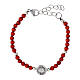 Braccialetto Carlo Acutis medaglia e grani faggio rosso 4 mm s2
