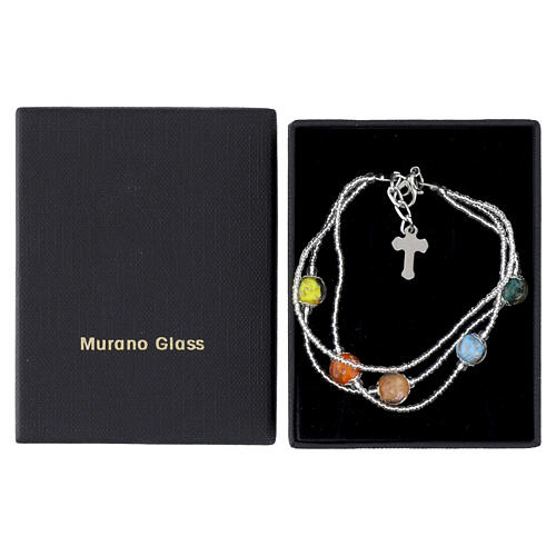 Armband Manin, dreireihig, multicolor, Murano-Glasperlen 3