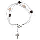 3‑wrap black and white Murano glass bead bracelet, 0.02 in, silver finish s1