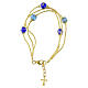 Triple‑wrap Murano Glass Bead Bracelet, 5 mm Gold, Silver and Blue Finishes s1