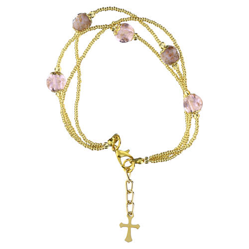 3‑wrap bracelet with 0.2-inch Murano glass beads, gold, lilac and pink 3