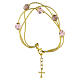 Pulsera 3 vueltas perlas 5 mm vidrio de Murano oro lila y rosa s3