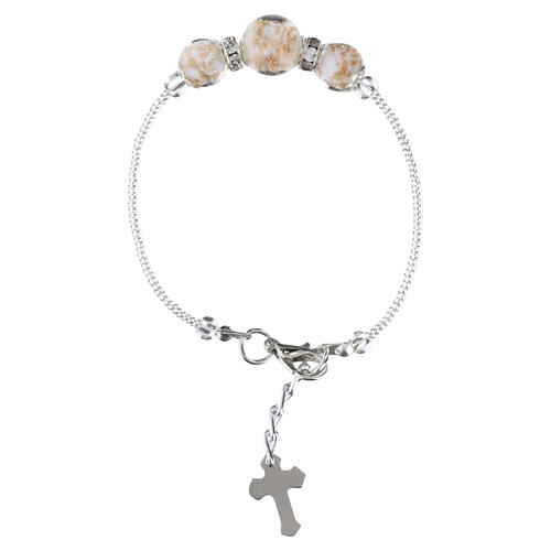 Armband LUCY, Murano-Glasperlen 10 mm in Weiß, silberfarbene Ausführung 4