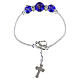Women's Blue Murano Glass Bracelet with 10mm Beads, Silver Finish s1