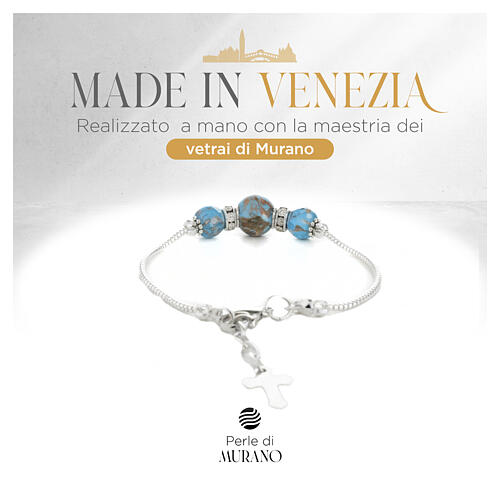 Armband LUCY, Murano-Glasperlen 10 mm in Hellblau, silberfarbene Ausführung 2