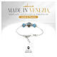 Pulsera mujer vidrio de Murano celeste acabado plata con perlas redondas de 10 mm s2