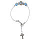 Pulseira feminina vidro de Murano azul celeste acabamento prateado com pérolas redondas de 10 mm s4