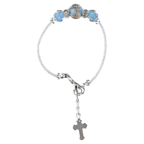Women's sky‑blue Murano glass bracelet with silver finish and 10 mm round beads 4