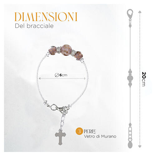 Lilac Murano glass bracelet with 0.04-inch beads and silver‑finish setting 3