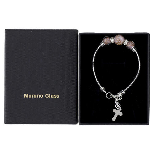 Bracciale vetro di Murano lilla con perle 10mm e struttura in finitura argento 5