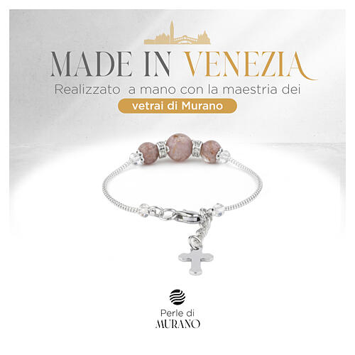 Lilac Murano Glass Bracelet with 10 mm Beads and Silver-Finish Setting 2