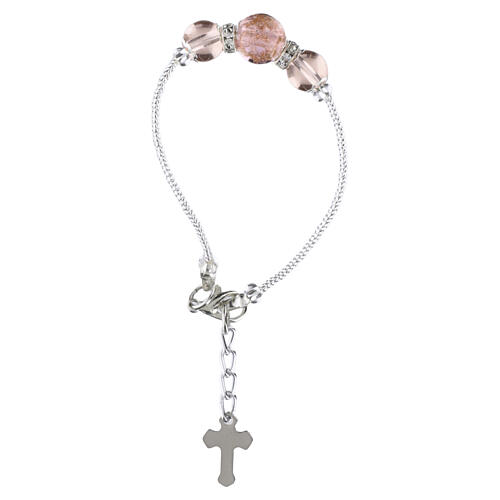 Pink bracelet with 0.04-inch Murano glass beads, silver finish 6
