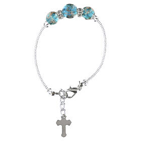 Bracciale perle verdi in vetro di Murano da 10mm e dettagli in argento