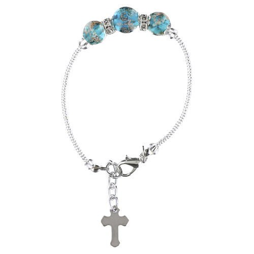 Bracciale perle verdi in vetro di Murano da 10mm e dettagli in argento 1