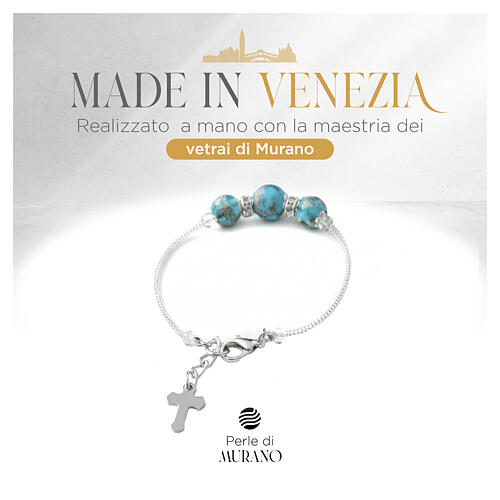 Bracciale perle verdi in vetro di Murano da 10mm e dettagli in argento 3