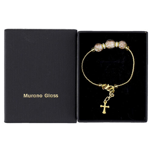 Armband LUCY, Murano-Glasperlen 10 mm in Weiß, goldfarbene Ausführung 5