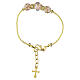 Women's bracelet with 10mm white Murano glass pearls and gold-finish cross s4